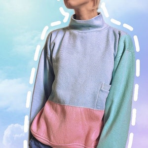 80s colorblock pastel sweatshirt