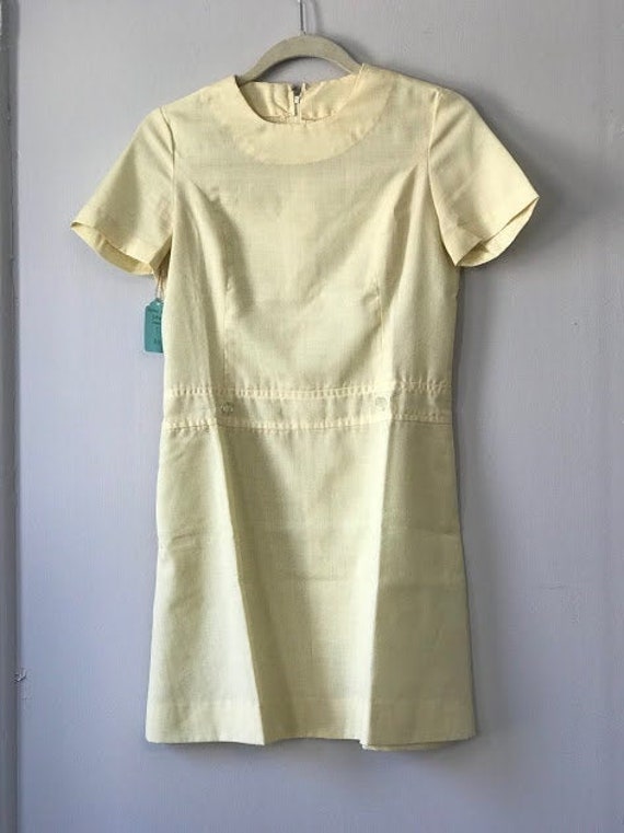 1960s Pale Yellow Japanese linen dress