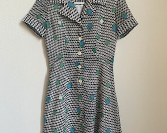 Showa Retro Japanischer Houndstooth Vintage Kleid