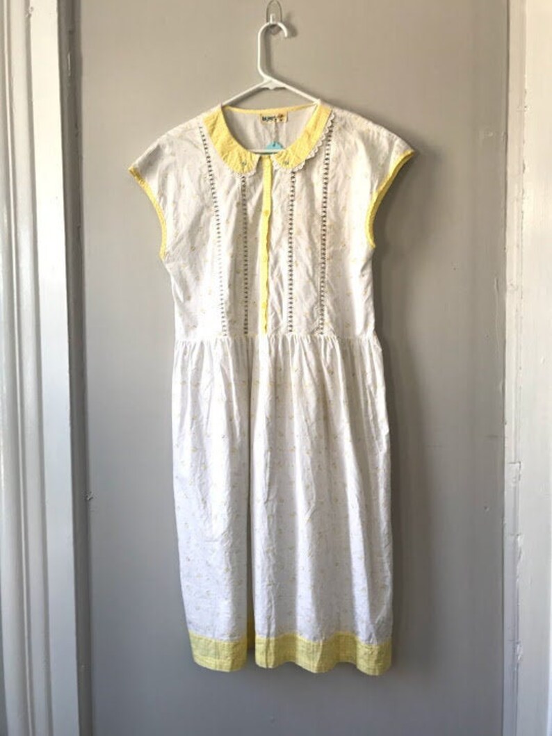 Japanese yellow flower cotton sundress