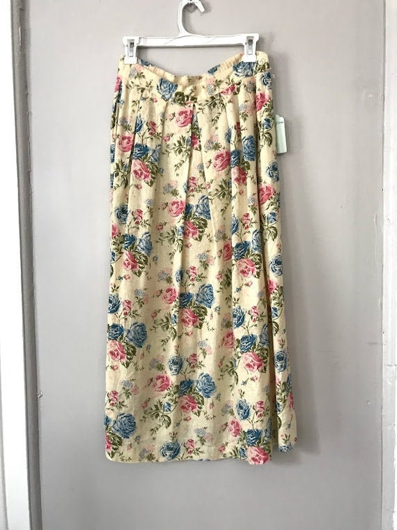 Linen floral midi skirt - image 1