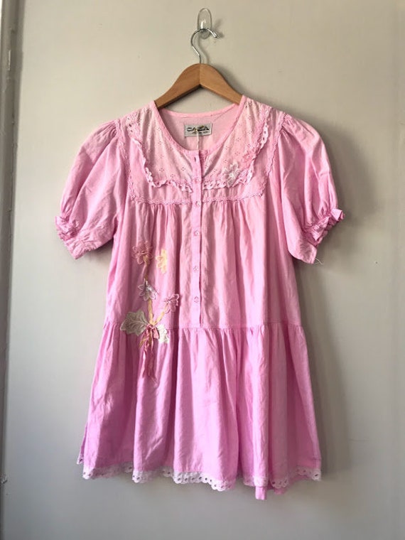 Japanese embroidered pink mini dress - image 1