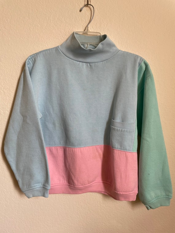 80s colorblock pastel sweatshirt