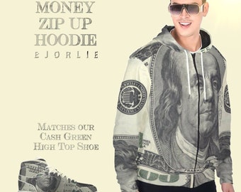 Ben Franklin Money Hoodie: All-Over Print Zip-Up - FIAT Series