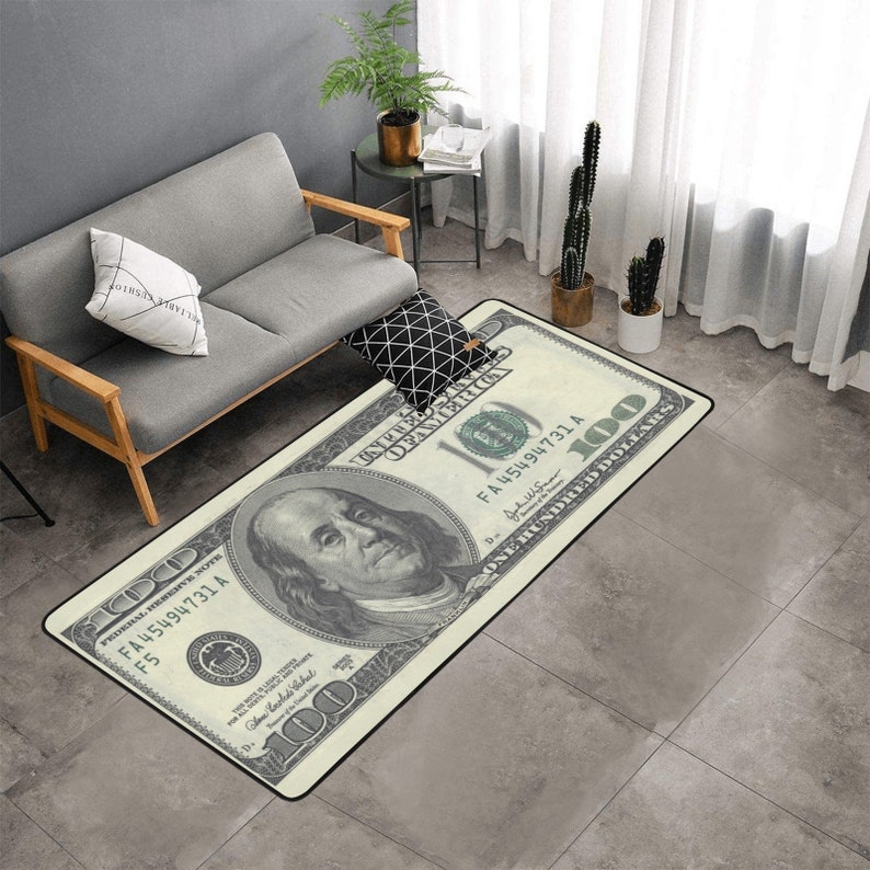 Ben Franklin US 100 Dollar Bill Area Rug With Black Binding 7'x3'3'' - Etsy