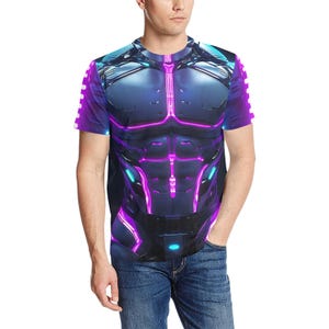 Cyberpunk Cyborg T-Shirt: Neon Futuristic Fashion