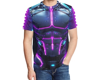 Cyberpunk Cyborg T-Shirt: Neon Futuristic Fashion
