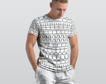 隠されたメッセージTシャツ：面白い錯覚線画Tシャツ