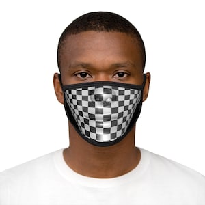 Robot Clone Mannequin Iron Optical Illusion Modern Art Print Mixed-Fabric Face Mask (Checkerboard)