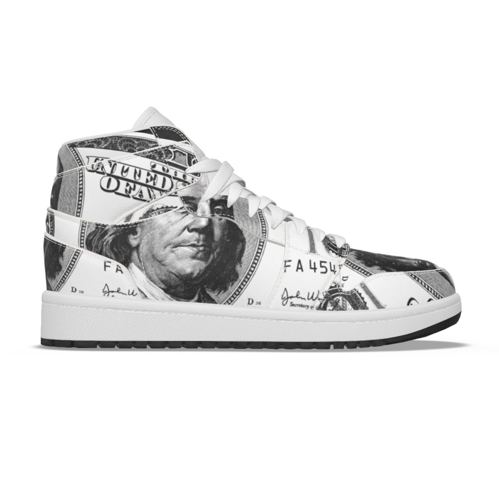 Money Shoe 100 Cash Dollar Bill Ben Franklin Fiat Men's Unisex Faux
