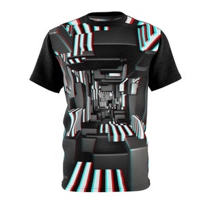 Op Art T-Shirt: 3D Cubes, Cyberpunk Cybergoth Style