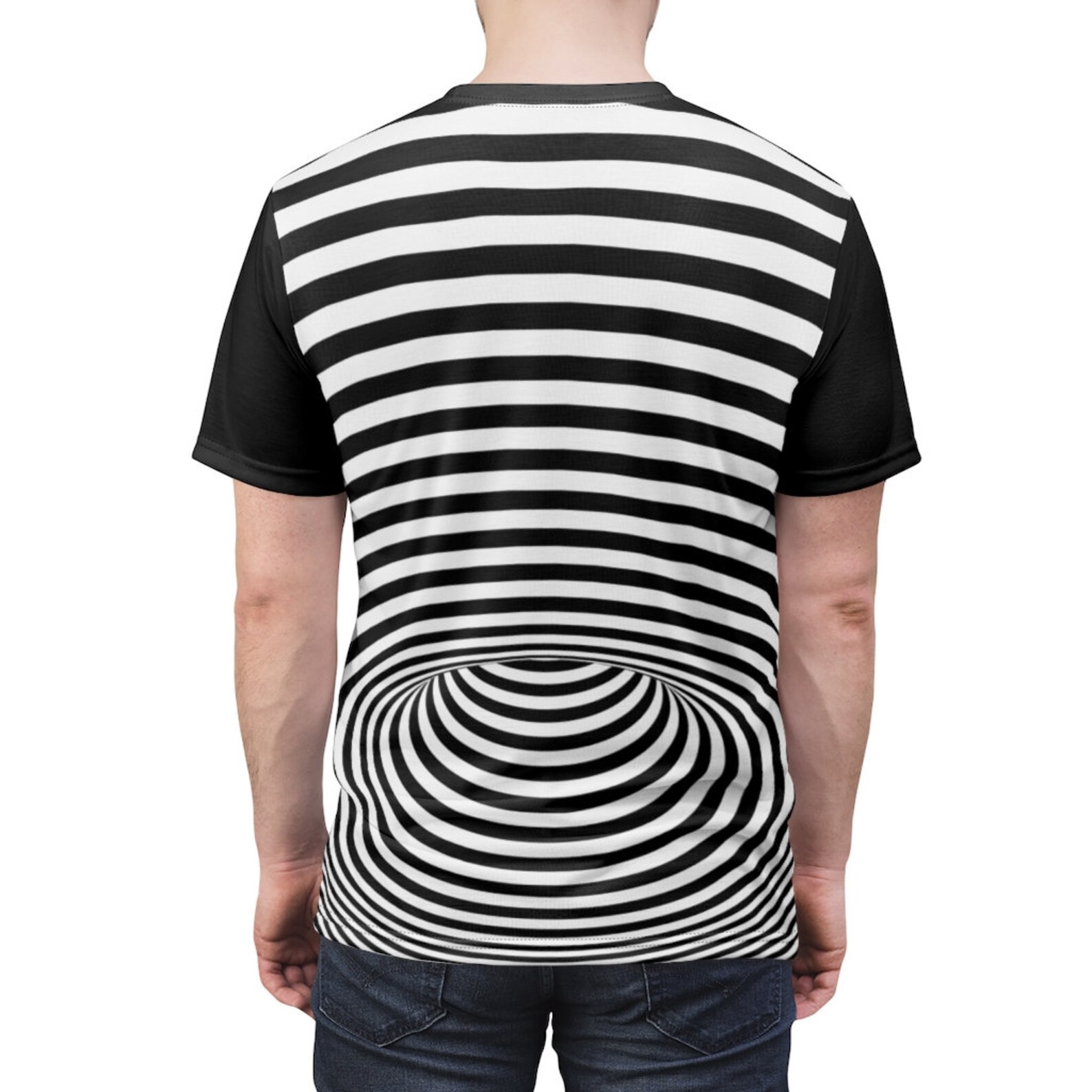 Optical Illusion Shirt Warped Horizontal Stripes Futuristic Etsy
