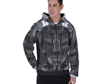 Robot Hero Fleece Zip-Up Hoodie - Man Versus Machine Design