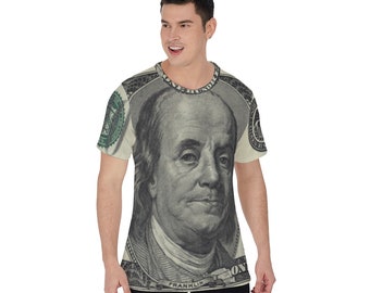 Ben Franklin 100 Dollar Bill FIAT Collection Cash Money Green Urban Hip Hop All-Over Print Unisex T-Shirt