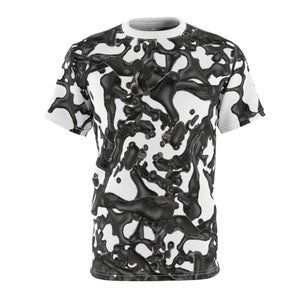 Liquid Camouflage Ferrofluid Venom Symbiote Fluid Op Art Abstract Futuristic Cybergoth Cyberpunk Unisex AOP Cut & Sew Tee T-Shirt