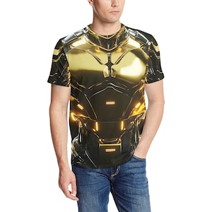 Cyberpunk T-Shirt: 24K Gold Armor Robot Cosplay Tee