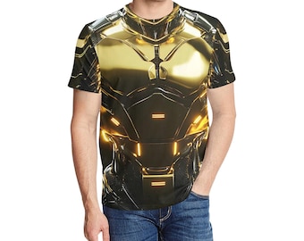 Cyberpunk T-Shirt: 24K Gold Armor Robot Cosplay Tee