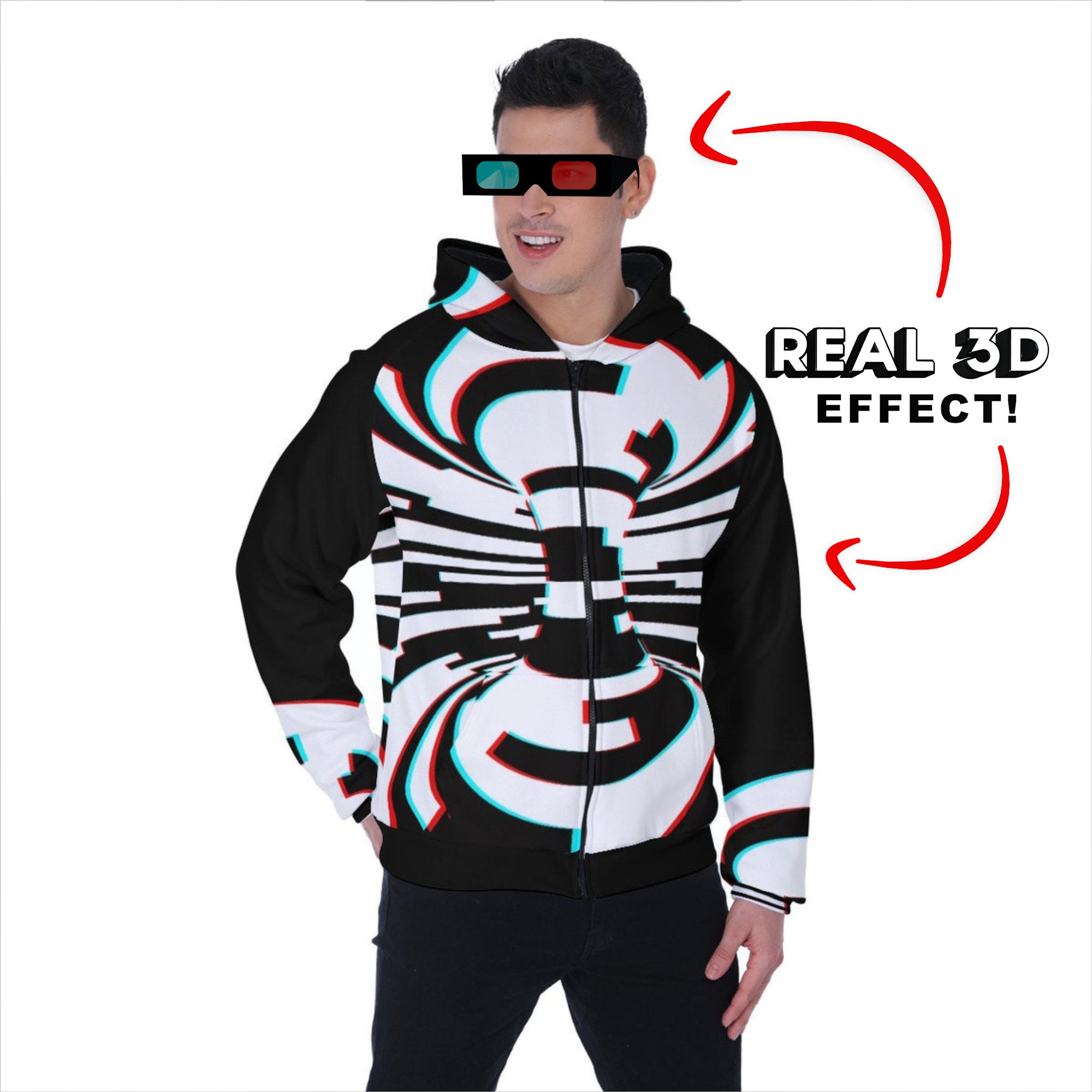 3D Optical Illusion Zip up Hoodie: Abstract Wormhole Fleece - Etsy