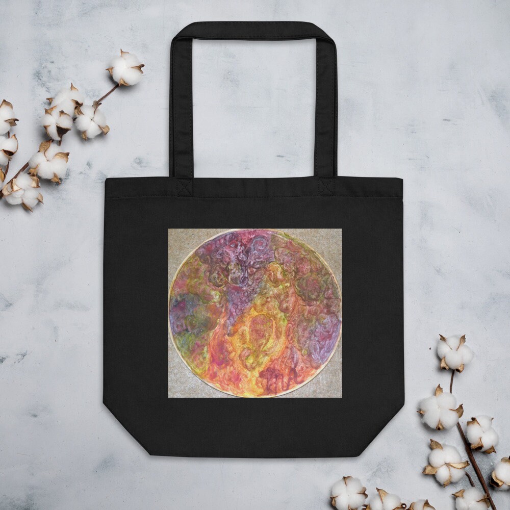 Organic Cotton Bag With Artwork Print Transformation by MAriska MA Veepilaikaliyamma