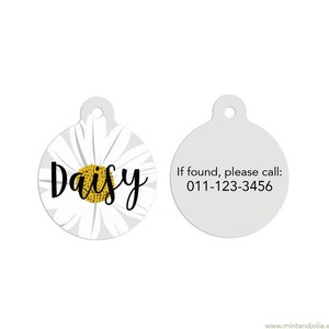 Circle Daisy Pet ID Tags Cat Tag Personalized Pet Tags Dog ID Tag Dog Lost Tags Lost Dog Tag Pet Gift Customized Lost Pet Tag