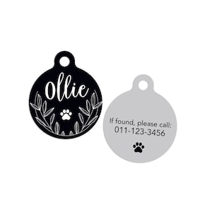 Black and White Pet ID Tags Cat Tag Personalized Pet Tags Dog ID Tag Dog Lost Tags Lost Dog Tag Pet Gift Customized Lost Pet Tag