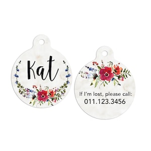 Wildflower Circle Pet ID Tag: Personalized Dog & Cat Tag