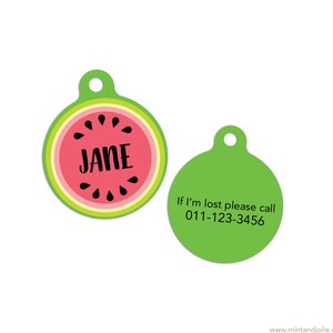 Watermelon Pet ID Tags Cat Tag Personalized Pet Tags Dog ID Tag Dog Lost Tags Lost Dog Tag Pet Gift Customized Lost Pet Tag