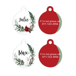 Christmas Pet ID Tags Cat Tag Personalized Pet Tags Dog ID Tag Dog Lost Tags Lost Dog Tag Pet Gift Customized Lost Pet Tag