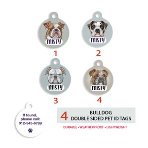 Bulldog Pet ID Tags Cat Tag Personalized Pet Tags Dog ID Tag Dog Lost Tags Lost Dog Tag Pet Gift Customized Lost Pet Tag
