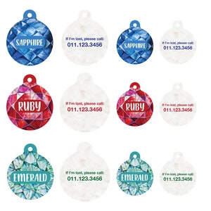 Watercolor Gemstones Pet ID Tag: Personalized Dog Cat Tag