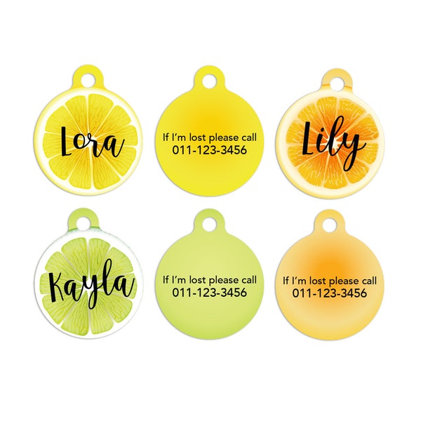 Lemon Lime Pet ID Tags Cat Tag Personalized Pet Tags Dog ID Tag Dog Lost Tags Lost Dog Tag Pet Gift Customized Lost Pet Tag