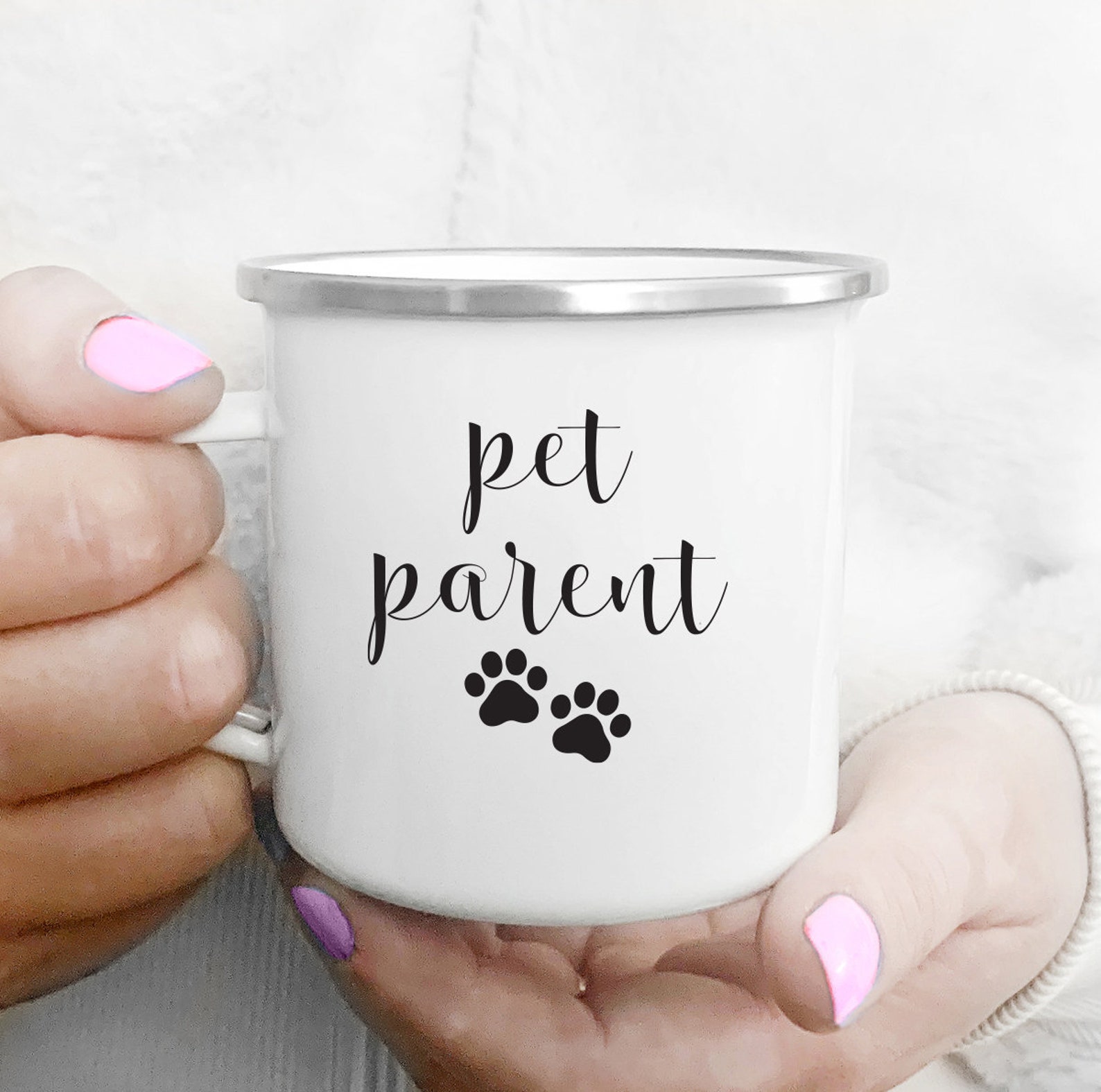 Pet Parent 12oz White Enamel Cup Gifts for Pet Parents Dog Cup Etsy