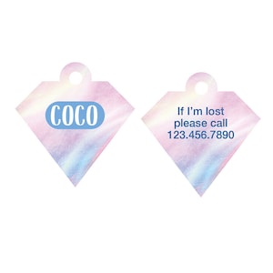 Unicorn Diamond Pet ID Tag: Personalized Cat or Dog Tag