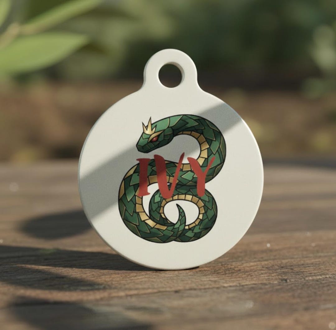 Circle Pet ID Tag: Snake Personalized Dog Cat Tag - Etsy
