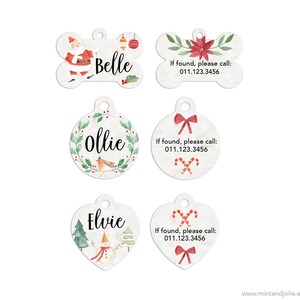 Christmas Holiday Pet ID Tags Cat Tag Personalized Pet Tags Dog ID Tag Dog Lost Tags Lost Dog Tag Pet Gift Customized