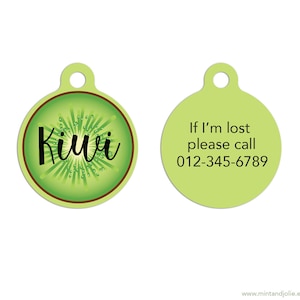 Circle Kiwi Pet ID Tags Cat Tag Personalized Pet Tags Dog ID Tag Dog Lost Tags Lost Dog Tag Pet Gift Customized Lost Pet Tag