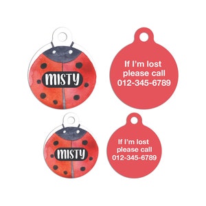 Circle Red Ladybug Spring ID Tags Cat Tag Personalized Pet Tags Dog ID Tag Dog Lost Tags Lost Dog Tag Pet Gift Customized Lost Tag