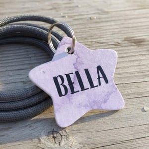 Personalized Watercolor Star Dog Tag – Lightweight Aluminum Pet ID