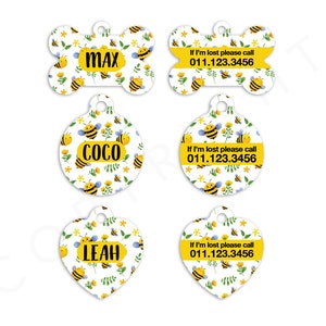 Bee Pet ID Tags Cat Tag Personalized Pet Tags Dog ID Tag Dog Lost Tags Lost Dog Tag Pet Gift Customized