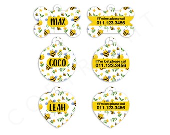 Bee Pet ID Tags Cat Tag Personalized Pet Tags Dog ID Tag Dog Lost Tags Lost Dog Tag Pet Gift Customized