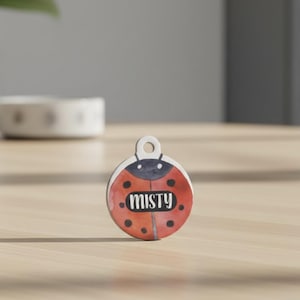 Ladybug Pet ID Tag: Circle Spring Design, Personalized Dog Cat Tag