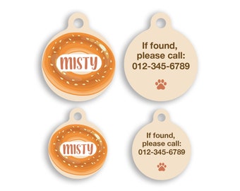 Circle Bagel Bakery Pet ID Tags Cat Tag Personalized Pet Tags Dog ID Tag Dog Lost Tags Lost Dog Tag Pet Gift Customized Lost Pet Tag