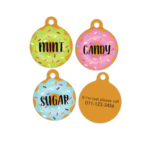 Donut Pet ID Tag: Personalized Cat or Dog Tag, Handmade
