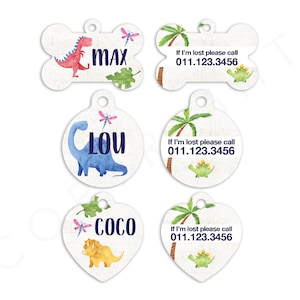 Dinosaur Pet ID Tag: Tropical Personalized Cat or Dog Tag