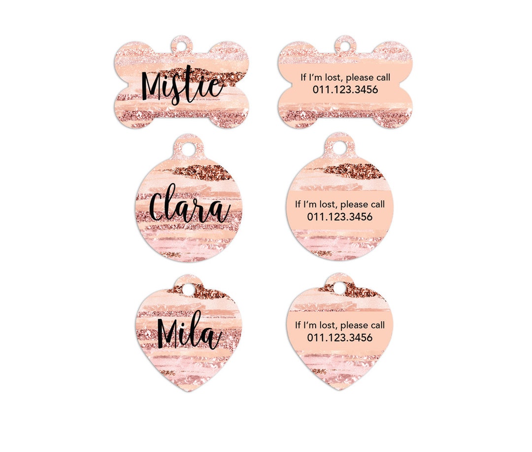 Faux Rose Gold Pet ID Tags Cat Tag Personalized Pet Tags Dog Etsy.de