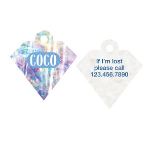 Holographic Diamond Pet ID Tag: Personalized Cat or Dog Tag