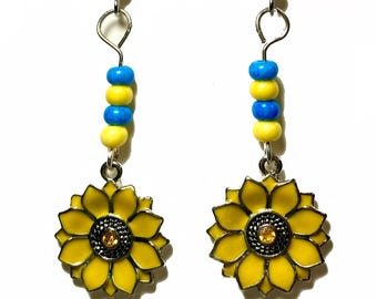 Glory to Ukraine Sunflower Earrings with donation