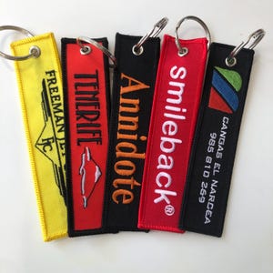 keyring tags, name tag for kids embroidery, custom jet tags