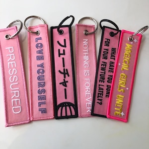 Custom Embroidered Keychain: Twill Flight Tag