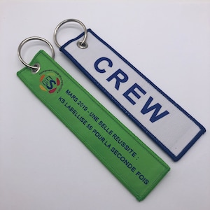 Custom Embroidered Keychain: Personalized Twill Key Fob, Backpack Tag